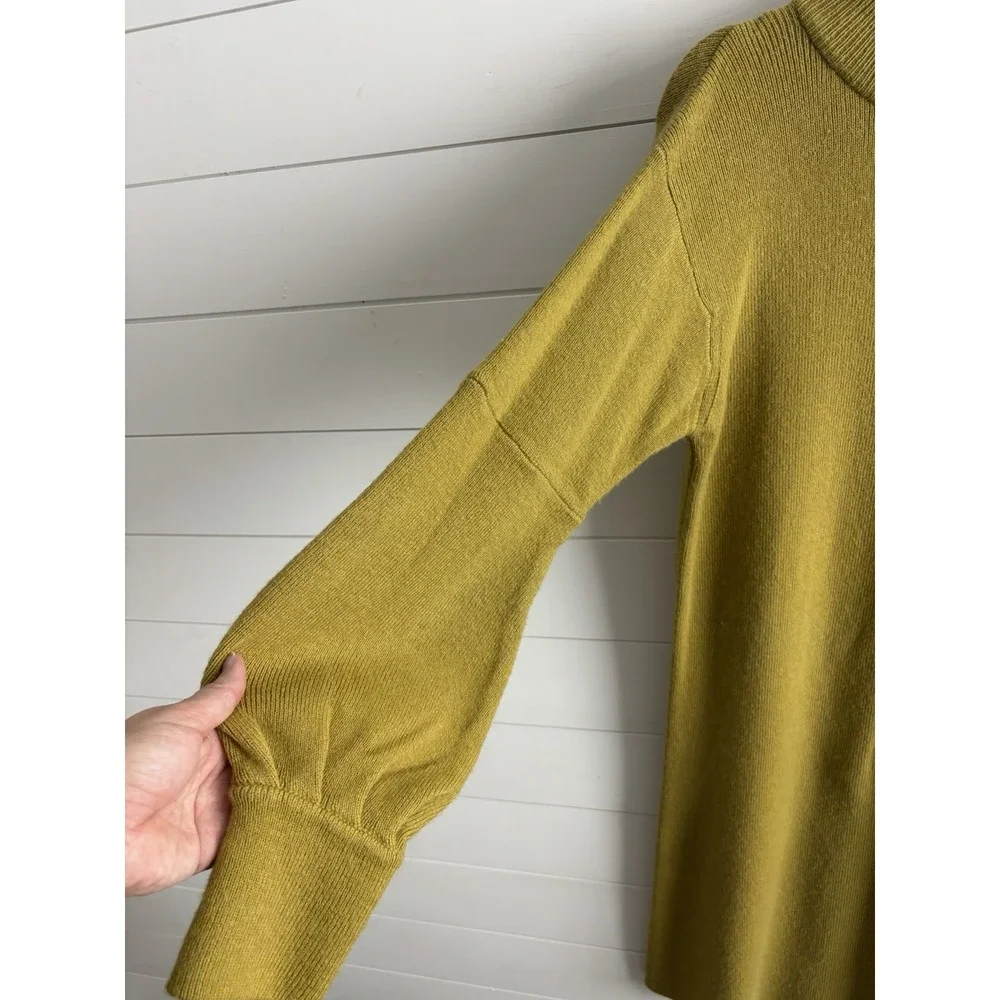 Roolee Womans Sz. S Yellow Sweater Dress‎ Knit Mock Turtleneck 0651